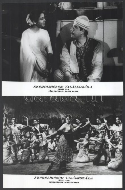 cca 1985 előtt készült a ,,Szerelmesek találkozása' című indiai film jelenetei és szereplői, 13 db vintage produkciós filmfotó, ezüst zselatinos fotópapíron, a használatból eredő (esetleges) kisebb hibákkal, 18x24 cm