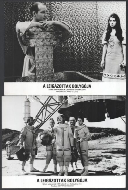 cca 1976 ,,Leigázottak bolygója' című NDK tudományos - fantasztikus film jelenetei és szereplői, 15 db vintage produkciós filmfotó, ezüst zselatinos fotópapíron, a használatból eredő (esetleges) kisebb hibákkal, 18x24 cm