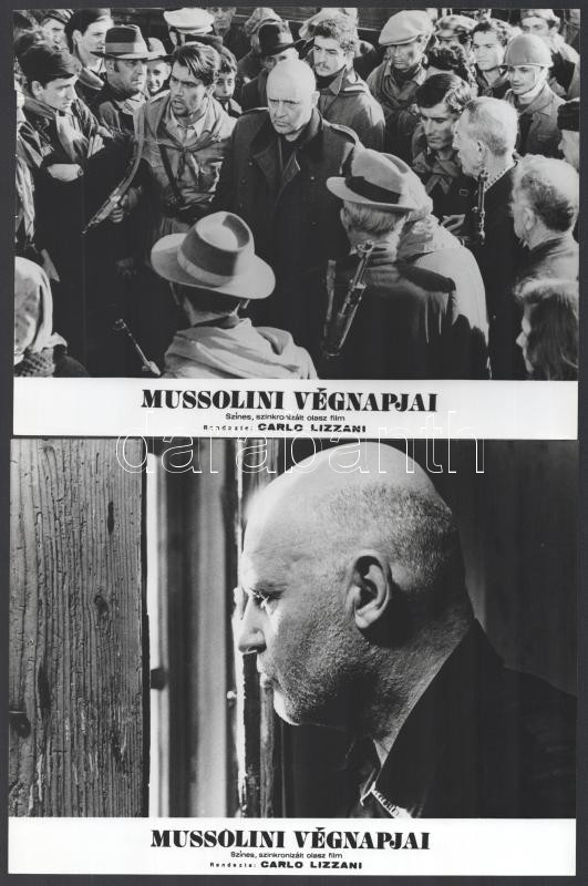 cca 1974 ,,Mussolini végnapjai' című olasz film jelenetei és szereplői, 13 db vintage produkciós filmfotó, ezüst zselatinos fotópapíron, a használatból eredő (esetleges) kisebb hibákkal, 18x24 cm - Image 2
