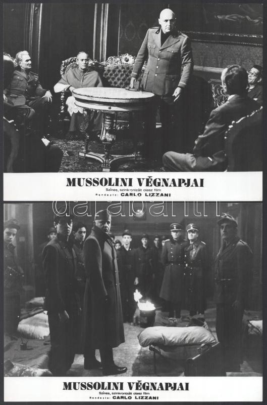 cca 1974 ,,Mussolini végnapjai' című olasz film jelenetei és szereplői, 13 db vintage produkciós filmfotó, ezüst zselatinos fotópapíron, a használatból eredő (esetleges) kisebb hibákkal, 18x24 cm - Image 3