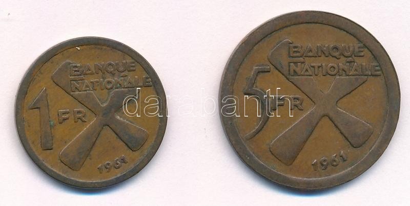 Katanga 1961. 1Fr Br + 5Fr Br T:2- Katanga 1961. 1 Franc Br + 5 Francs Br C:VF Krause KM#1, KM#2