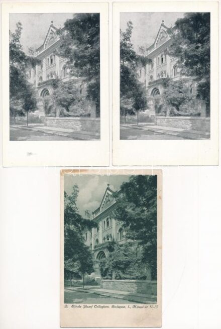 Budapest XI. Gellérthegy, Báró Eötvös József Collegium. Ménesi út 11-13. - 3 db régi képeslap, színváltozatok