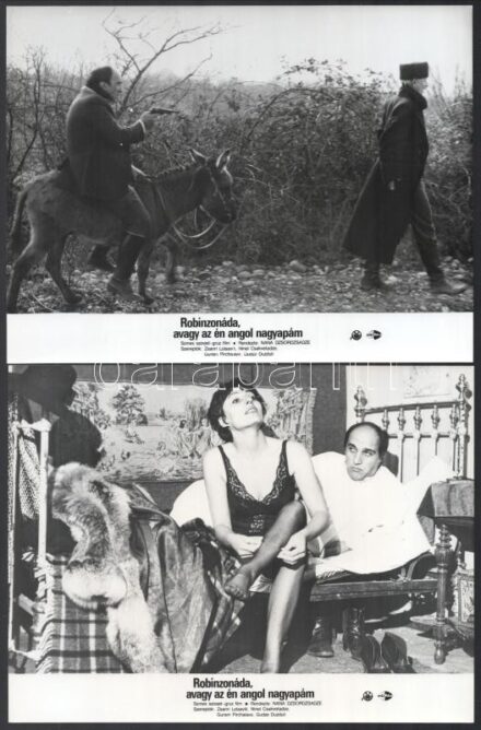 cca 1989 ,,Robinzonáda, avagy az én angol nagyapám' című szovjet-grúz film jelenetei és szereplői, 8 db vintage produkciós filmfotó, ezüst zselatinos fotópapíron, a használatból eredő (esetleges) kisebb hibákkal, 18x24 cm