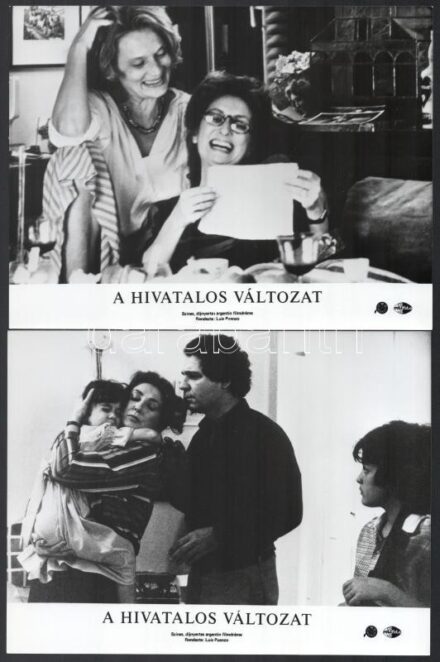 cca 1985 ,,A hivatalos változat' című argentin történelmi filmdráma jelenetei és szereplői, 8 db vintage produkciós filmfotó, ezüst zselatinos fotópapíron, a használatból eredő kisebb hibákkal, 18x24 cm