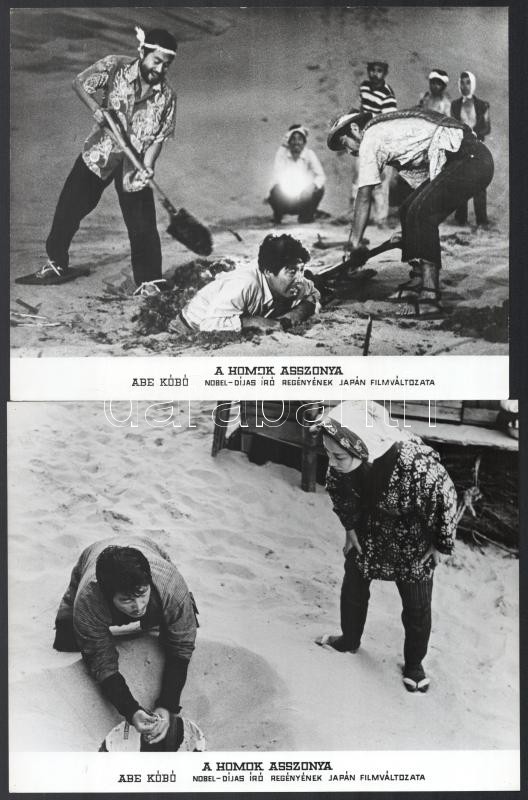 cca 1964 ,,A homok asszonya' című japán film jelenetei és szereplői, 8 db vintage produkciós filmfotó, ezüst zselatinos fotópapíron, a használatból eredő kisebb hibákkal, 18x24 cm - Image 2