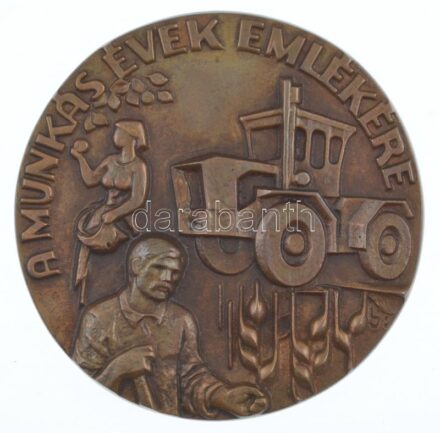 Lajos József (1936-) DN 'A munkás évek emlékére' egyoldalas, öntött bronz plakett (98mm) T:1-