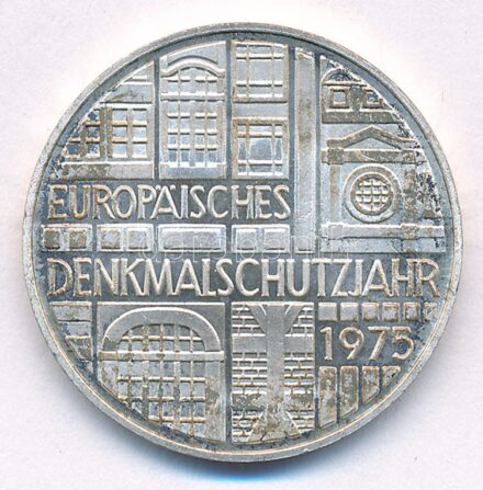 NSZK 1975F 5M Ag 'Európai műemlékvédelmi év' T:1- (erdetileg PP) patina FRG 1975F 5 Mark Ag 'European Monument Protection Year' C:AU (originally PP) patina Krause KM#142