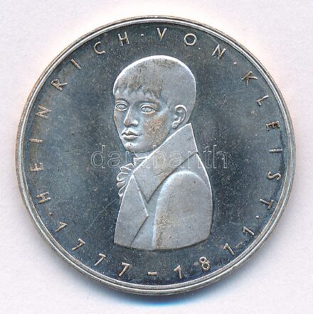 NSZK 1977G 5M Ag 'Heinrich von Kleist születésének 200. évfordulója' T:1- (eredetileg PP) patina FRG 1977G 5 Mark Ag '200th Anniversary - Birth of Heinrich von Kleist' C:AU (originally PP) patina Krause KM#146