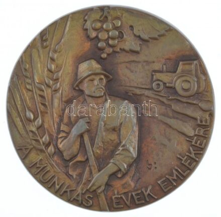 Lajos József (1936-) DN 'A munkás évek emlékére' egyoldalas, öntött bronz plakett (90mm) T:1-