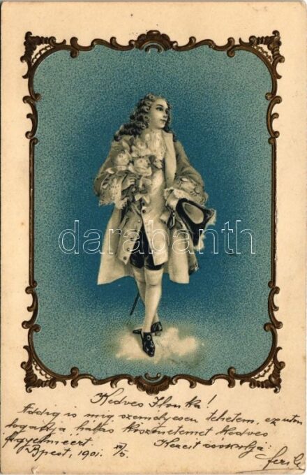 1901 Litho greeting card, Emb. frame (b)