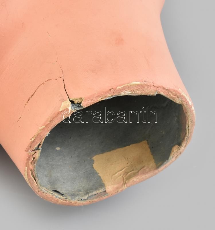 Retró papírmasé parókatartó, próbababa fej, kopott, m: 25 cm - Image 2