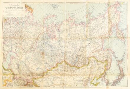 cca 1914-1918 G. Freytags Karte vom Asiatischen Russland, mit Angabe der Kriegsgefangenenlager / Oroszország ázsiai részének térképe, a hadifogolytáborok feltüntetésével. 1 : 10.000.000. Kartograpische Anstalt G. Freytag & Berndt,