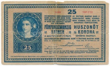 1918. 25K '1122' 2mm, hullámos hátlappal T:III-,IV Adamo K22B