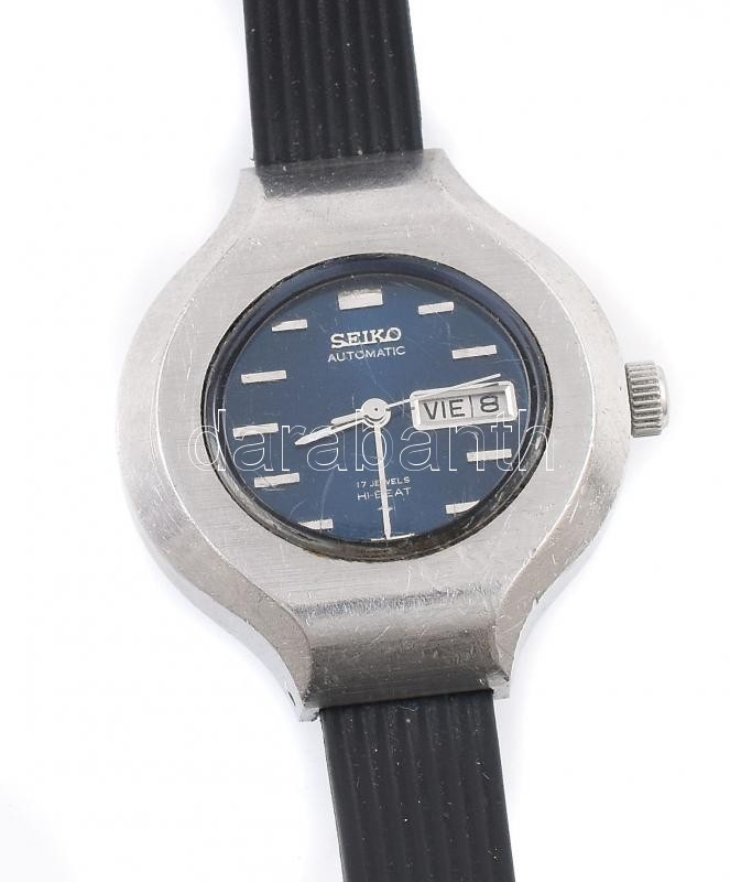 Seiko automata karóra, működik, kopásokkal, apró karcokkal, sérült szíj, d: 30 mm