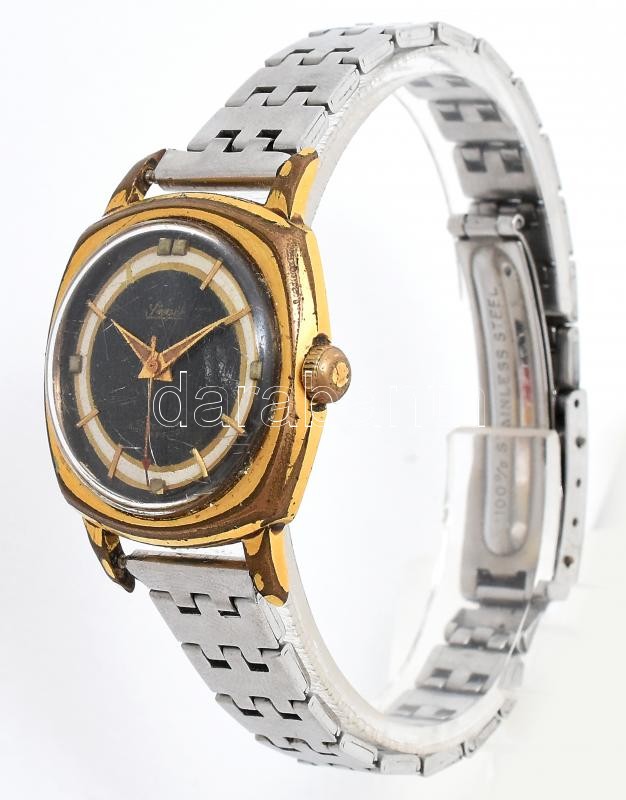 Lieger mechanikus karóra, működik, kopásokkal, apró karcokkal, fém szíj, d: 30 mm - Image 2