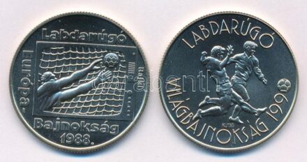 1988. 100Ft Cu-Ni-Zn 'Labdarúgó Európa-bajnokság' + 1988. 100Ft Cu-Ni-Zn 'Labdarúgó Világbajnokság 1990 - Két játékos' T:BU Adamo EM102, EM105