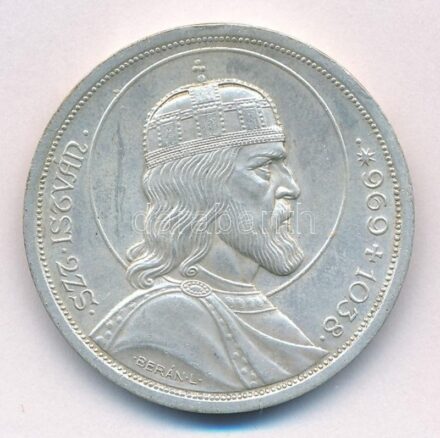 1938. 5P Ag 'Szent István' T:2 patina Adamo P8.1