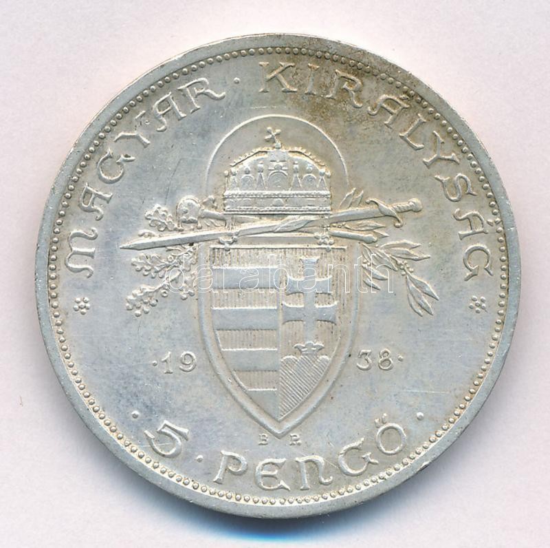 1938. 5P Ag 'Szent István' T:2 patina Adamo P8.1 - Image 2