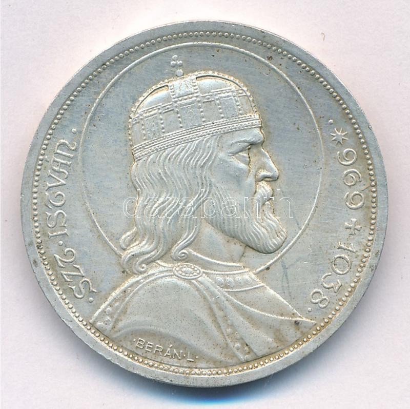 1938. 5P Ag 'Szent István' T:2 patina Adamo P8.1