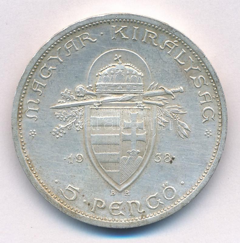 1938. 5P Ag 'Szent István' T:2 patina Adamo P8.1 - Image 2