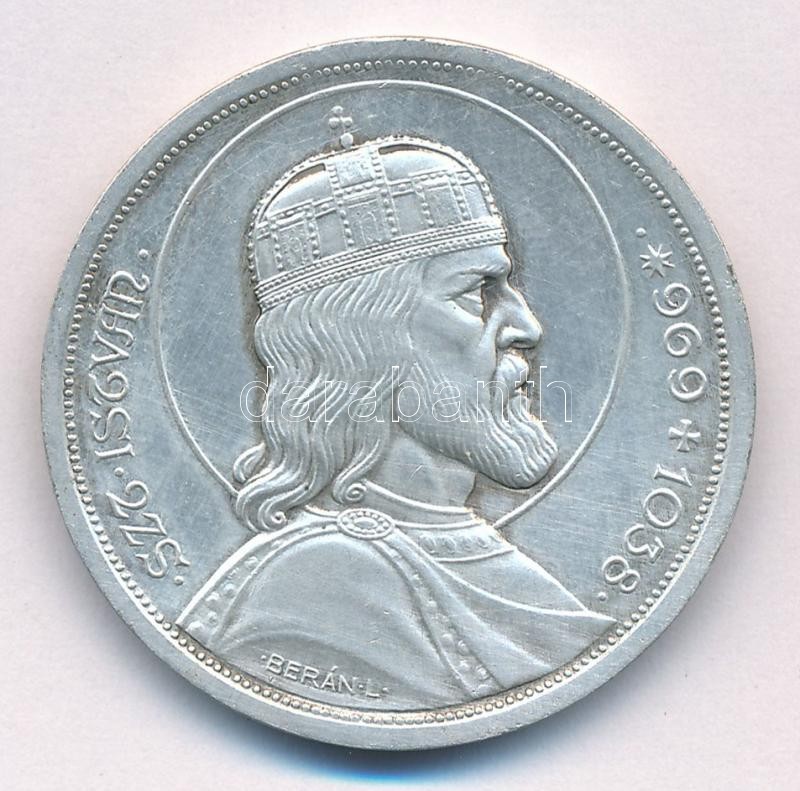 1938. 5P Ag 'Szent István' T:2 patina Adamo P8.1