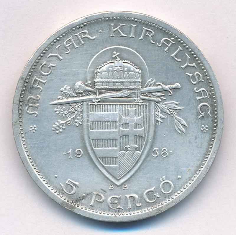 1938. 5P Ag 'Szent István' T:2 patina Adamo P8.1 - Image 2