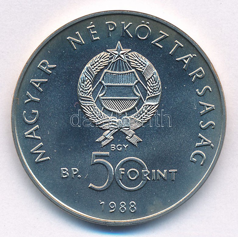 1988. 50Ft Cu-Ni 'Világ Vadvédelmi Alap - Kékvércse' T:BU patina Adamo EM101 - Image 2