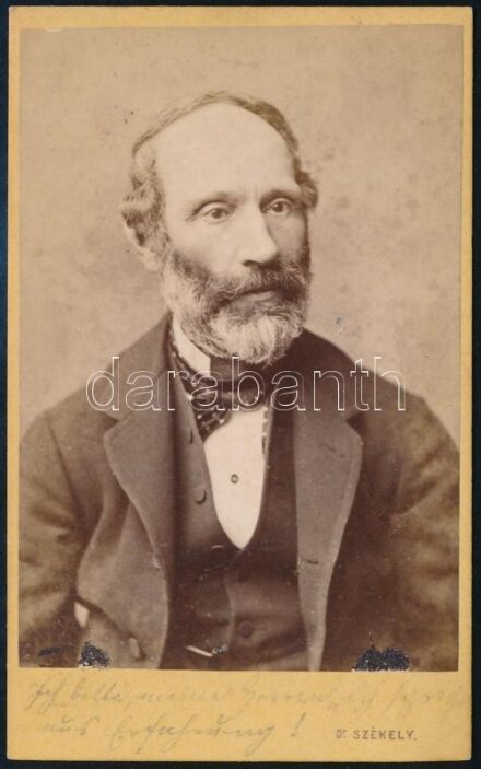 Sigmund Károly (Segesvár 1810 - Padova, 1883) orvos, szifilisz kutatója, keményhátú fotó Dr. Székely műterméből, 10,5×6,5 cm