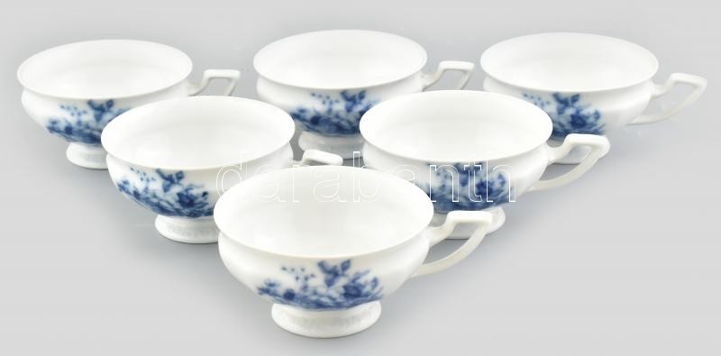 Rosenthal 6 db teáscsésze, mázalatti kékkel festett porcelán, hibátlan, jelzett.