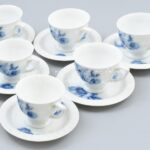 Rosenthal 6 db mokkás csésze, mázalatti kékkel festett porcelán, hibátlan, jelzett.