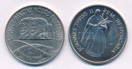 1980. 100Ft Ni 'Szovjet-magyar közös űrrepülés' + 1991. 100Ft Cu-Ni 'II. János Pál pápa látogatása' T:BU ujjlenyomat Adamo EM61, EM119