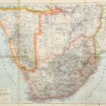 cca 1914-1918 G. Freytags Karte von Süd-Afrika / Dél-Afrika térképe. 1 : 5.000.000. Kartograpische Anstalt G. Freytag & Berndt, Wien. Hajtva, kissé sérült borítóval, 54,5x43,5 cm