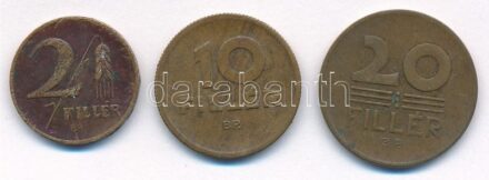 1947. 2f Cu-Zn + 10f Cu-Zn + 20f Cu-Zn T:2- ph., ü., karc