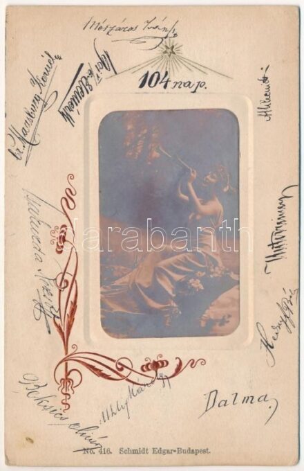 1901 Gently erotic lady. Schmidt Edgar No. 416. Art Nouveau, Emb. (EK)