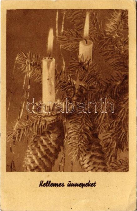 1951 Kellemes ünnepeket! Művészeti Alkotások / Christmas greeting card with Christmas tree (EK)