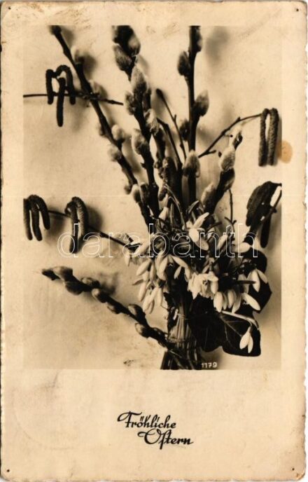 1953 Fröhliche Ostern / Easter greeting card (lyukak / pinholes)