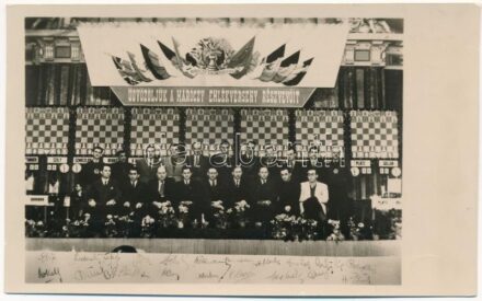 1952 Budapest, Maróczy Sakk Emlékverseny. Benkő, Barcza, Petroszjan, Keresz, Botvinnik, Szmiszlov, Szabó, Geller. Művészeti Alkotások / Hungarian chess championship