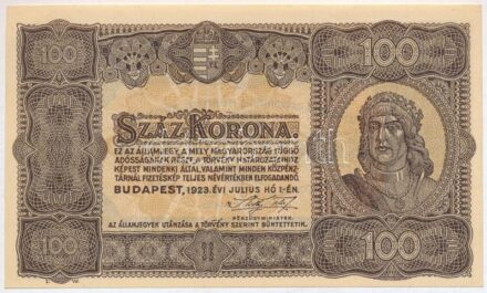 1923. 100K nyomdahely jelölés nélkül T:II Adamo K30