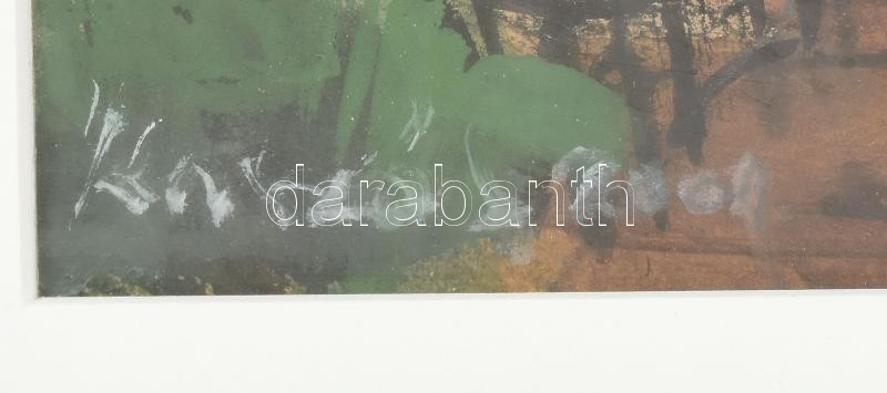 Kaszás István Viktor (1928-2015): Tokaji utca. Vegyes technika, papír, üvegezett keretben, jelzett, 20x25cm - Image 3