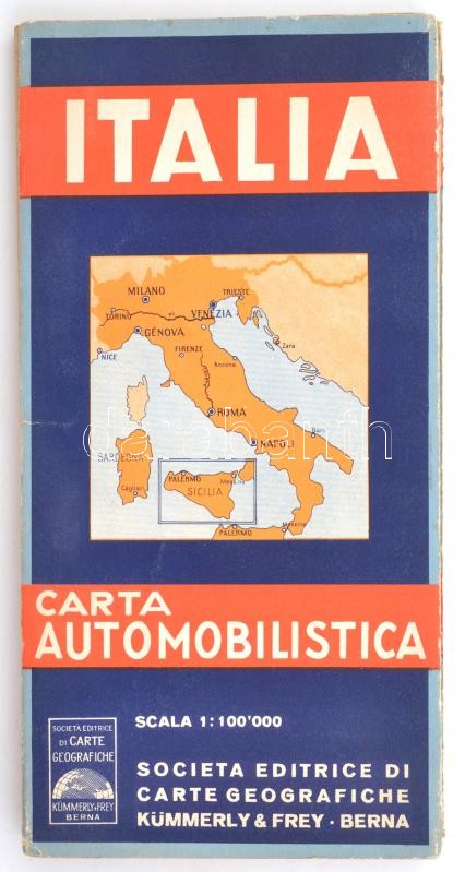 Italia, Carta automobilistica / Italien, Autokarte / Olaszország autós térképe. 1 : 1.000.000. Kümmerly & Frey, Bern. Hajtva, 124,5x50,5 cm - Image 2