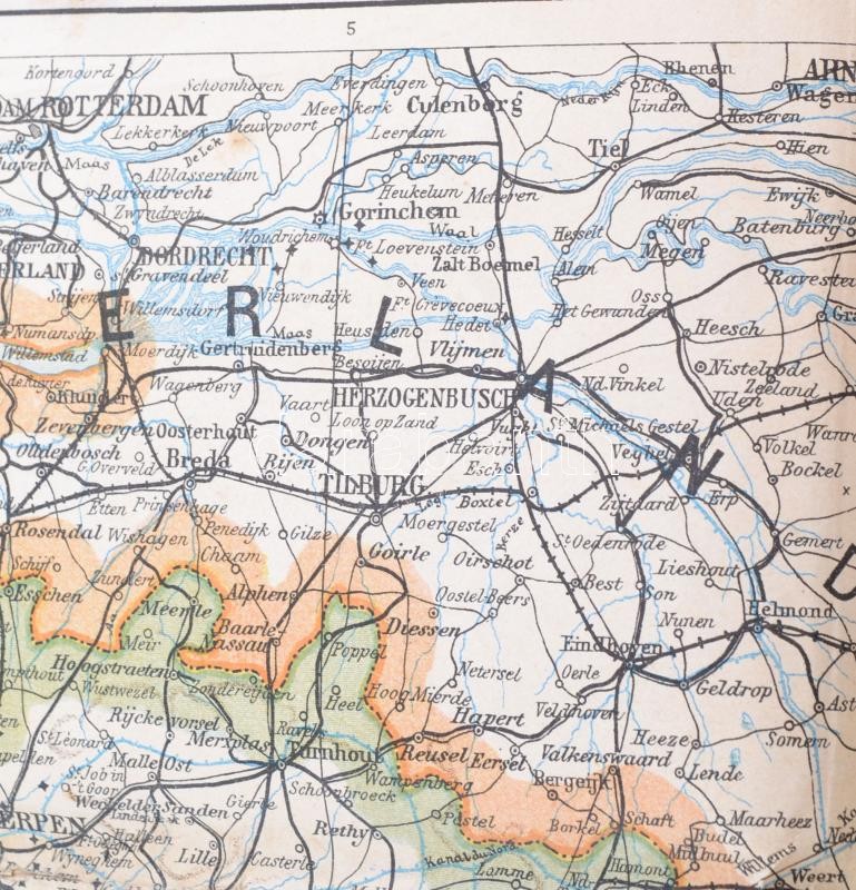cca 1914-1918 G. Freytags Kriegskarte von Nordost-Frankreich und Belgien / Északkelet-Franciaország és Belgium térképe. 1 : 750.000. Kartograpische Anstalt G. Freytag & Berndt, Wien. Hajtva, kis szakadásokkal, 98x70 cm - Image 2