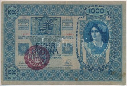 1902. 1000K piros 'MAGYARORSZÁG' körbélyegzővel T:III Adamo SK35B