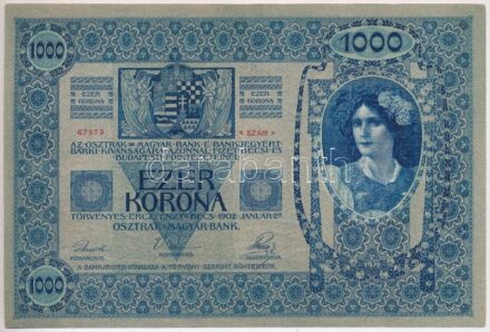 1902. 1000K függőleges, piros 'DEUTSCHÖSTERREICH' felülbélyegzéssel T:I- Adamo K35B