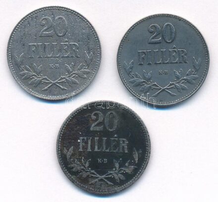 1916KB 20f Fe + 1918KB 20f Fe + 1920KB 20f Fe T:2,2- patina Adamo K4, K4.1