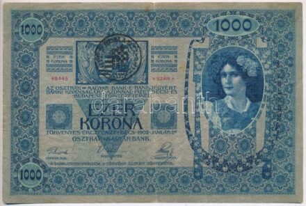 1902. 1000K fekete 'ROMANIA TIMBRU SPECIAL' román felülbélyegzéssel T:III Adamo K35Be