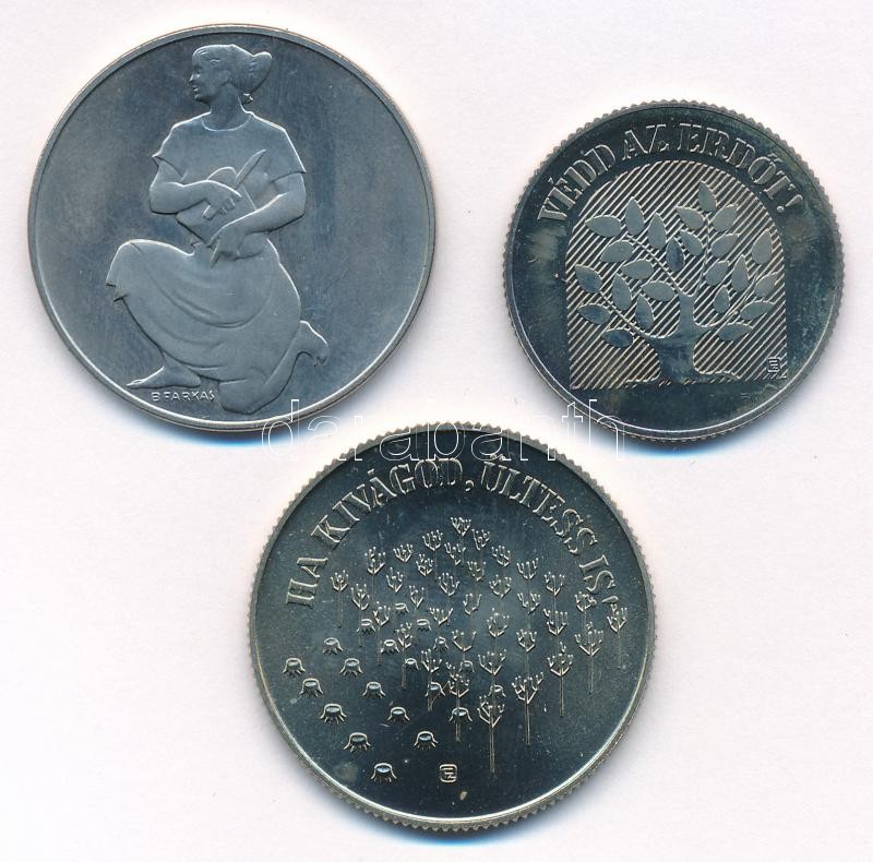 1981. 100Ft Ni 'FAO I. - Világélelmezési nap' + 1984. 20Ft Cu-Ni 'FAO - Védd az erdőt' + 100Ft Cu-Ni 'FAO - Ha kivágod, ültess is' T:1- patina, az egyiken karc Adamo EM66, EM80, EM81