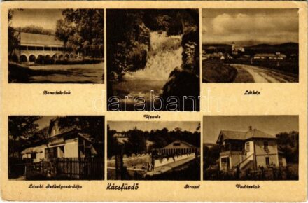 1944 Kácsfürdő (Kács-Tapolca), Benedek lak, vízesés, László Székely csárda, strand, Vadászlak. Gálosfalvy G. János fényképész (EK)