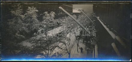 1907 Budapest, kilátás a Pannónia Szállóból, hátoldalon feliratozott fotó, 6×13 cm