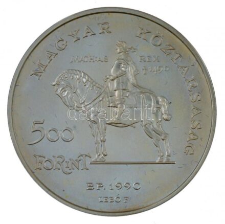 1990. 500Ft Ag 'Mátyás király / Beatrix' műanyag dísztokban T:BU patina Adamo EM113