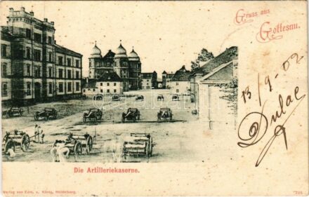 1902 Karlsruhe, Die Artilleriekaserne, Gruss aus Gottesau (EK)